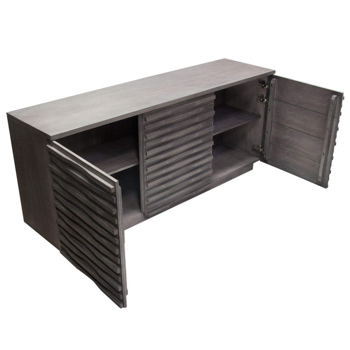 Bastille 69" 3-Door Solid Acacia Wood Sideboard in Smoke Grey Finish by Diamond Sofa