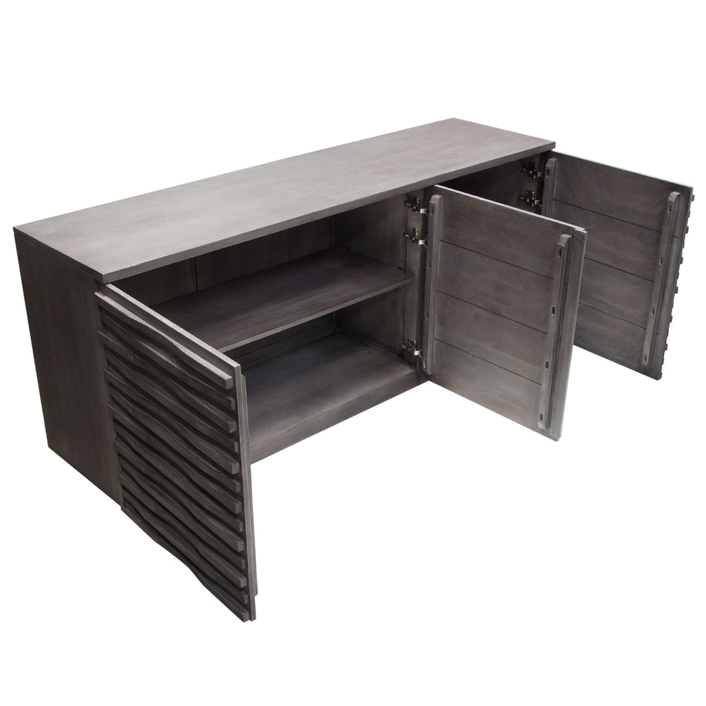 Bastille 69" 3-Door Solid Acacia Wood Sideboard in Smoke Grey Finish by Diamond Sofa