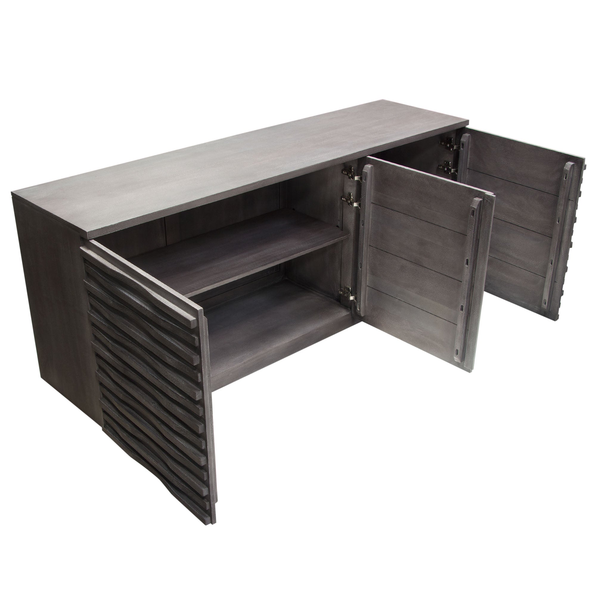 Bastille 69" 3-Door Solid Acacia Wood Sideboard in Smoke Grey Finish by Diamond Sofa