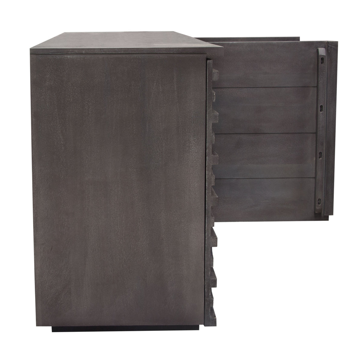 Bastille 69" 3-Door Solid Acacia Wood Sideboard in Smoke Grey Finish by Diamond Sofa
