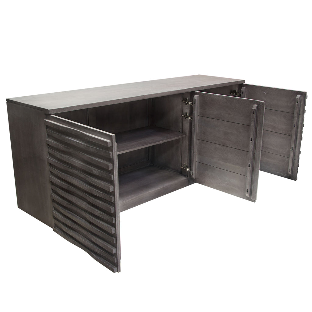 Bastille 69" 3-Door Solid Acacia Wood Sideboard in Smoke Grey Finish by Diamond Sofa