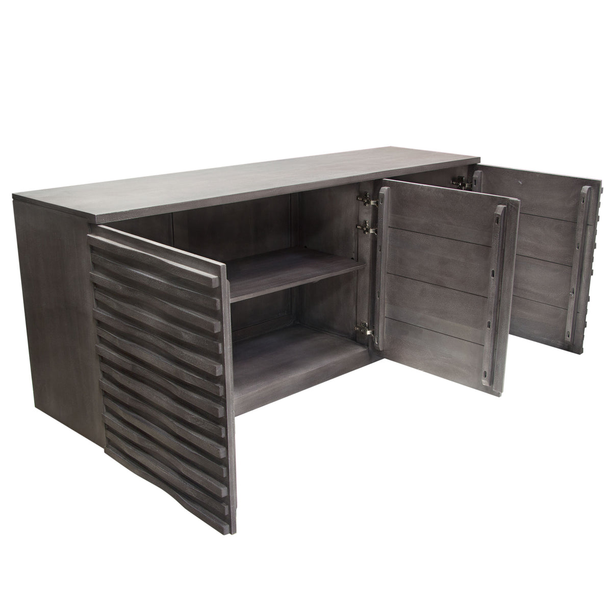Bastille 69" 3-Door Solid Acacia Wood Sideboard in Smoke Grey Finish by Diamond Sofa
