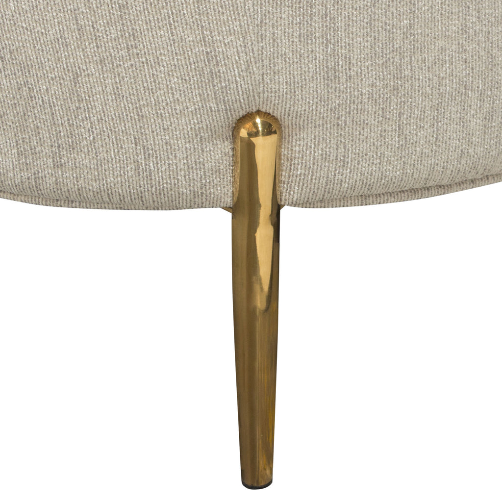 Lane Chair in Light Cream Fabric with Gold Metal Legs by Diamond Sofa - styled in a staged room by Center Stage Home Design