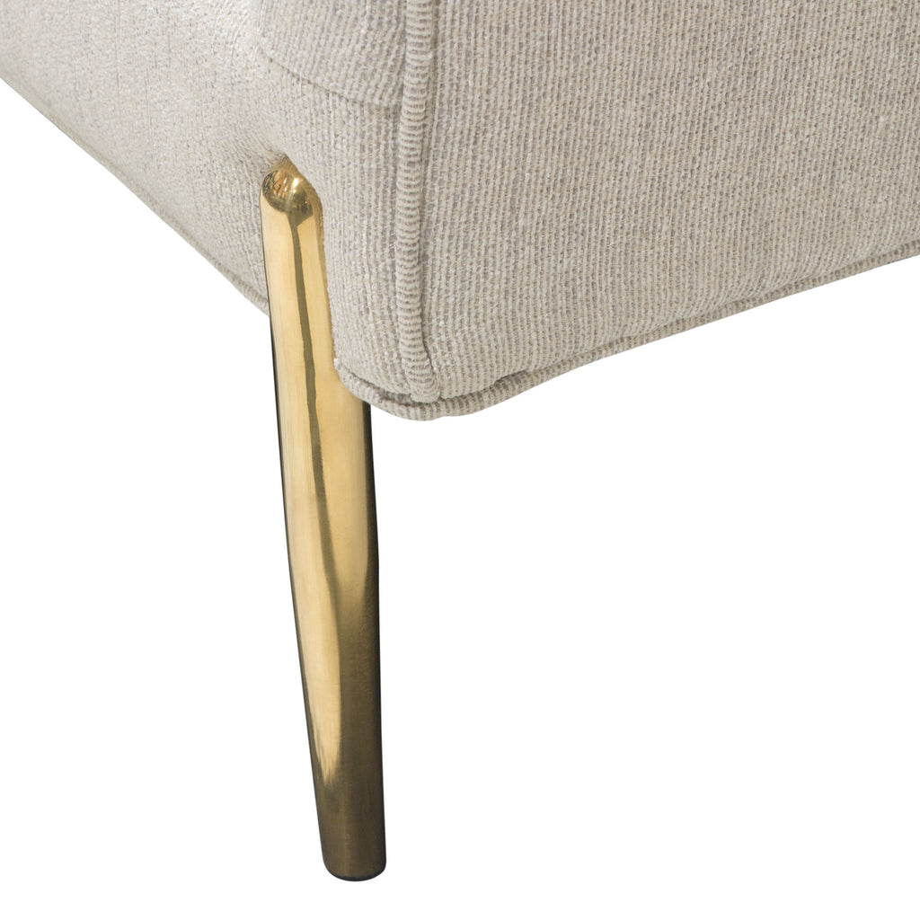 Lane Sofa in Light Cream Fabric with Gold Metal Legs by Diamond Sofa - styled in a staged room by Center Stage Home Design