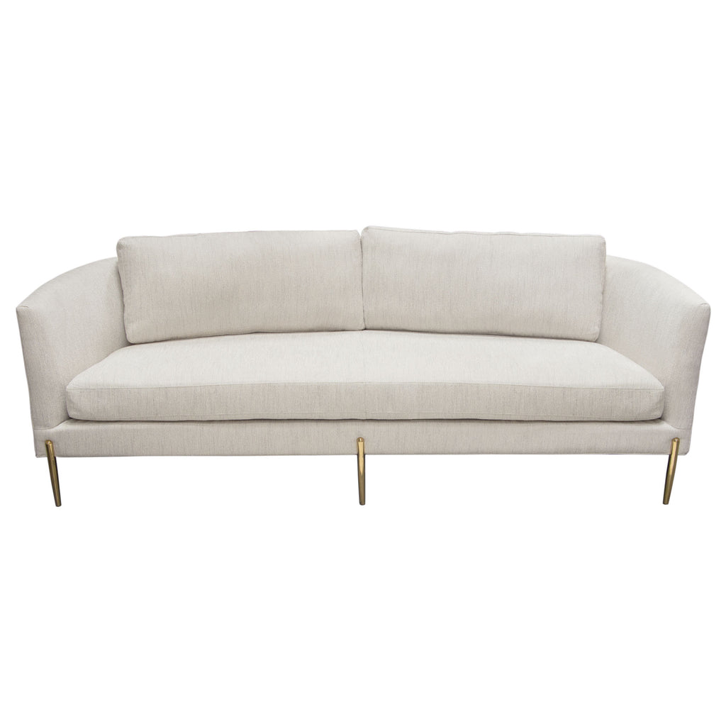 Lane Sofa in Light Cream Fabric with Gold Metal Legs by Diamond Sofa