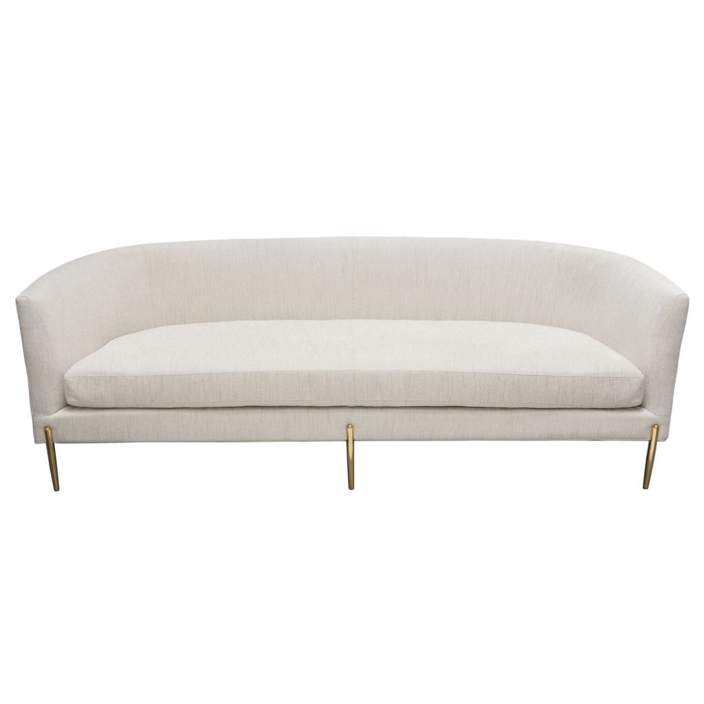 Lane Sofa in Light Cream Fabric with Gold Metal Legs by Diamond Sofa