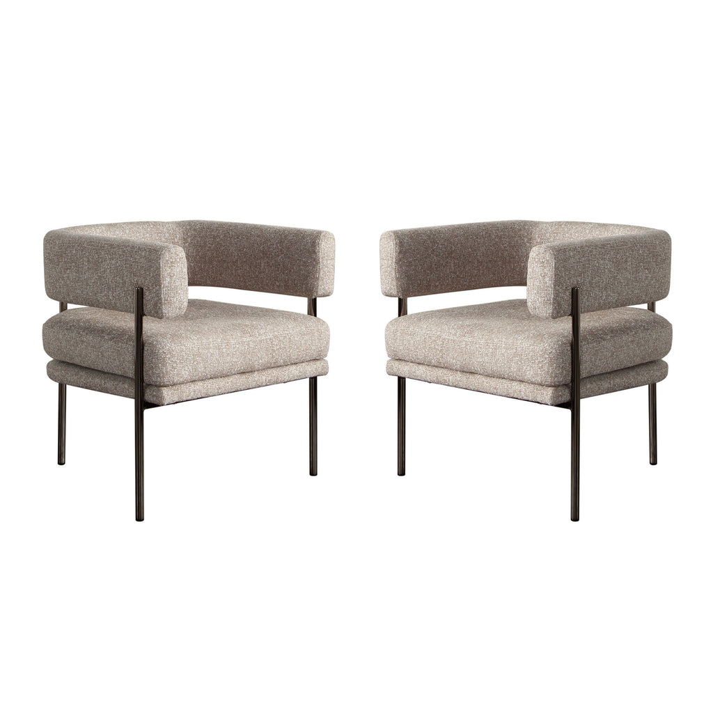 Lark 2-Pack Dining/Accent Chair in Wheat Polyester Fabric w/ Black Metal Frame by Diamond Sofa