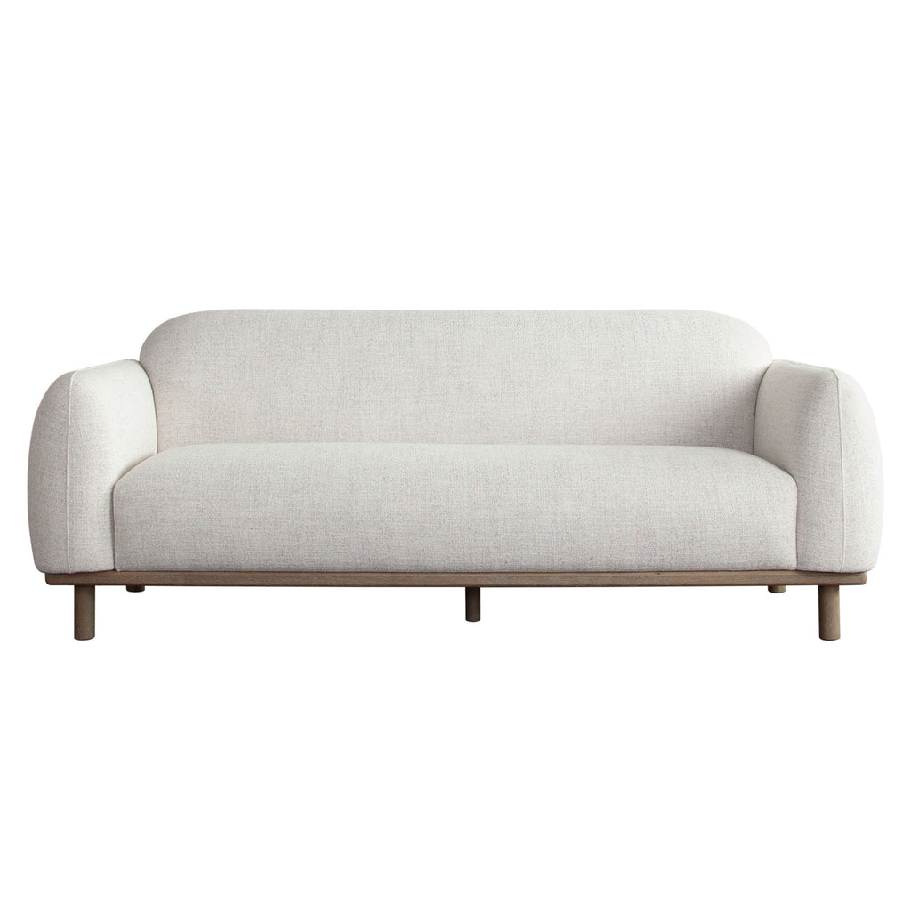 Larson Sofa in Light Barley Polyester Fabric with Wood Trim & Leg by Diamond Sofa