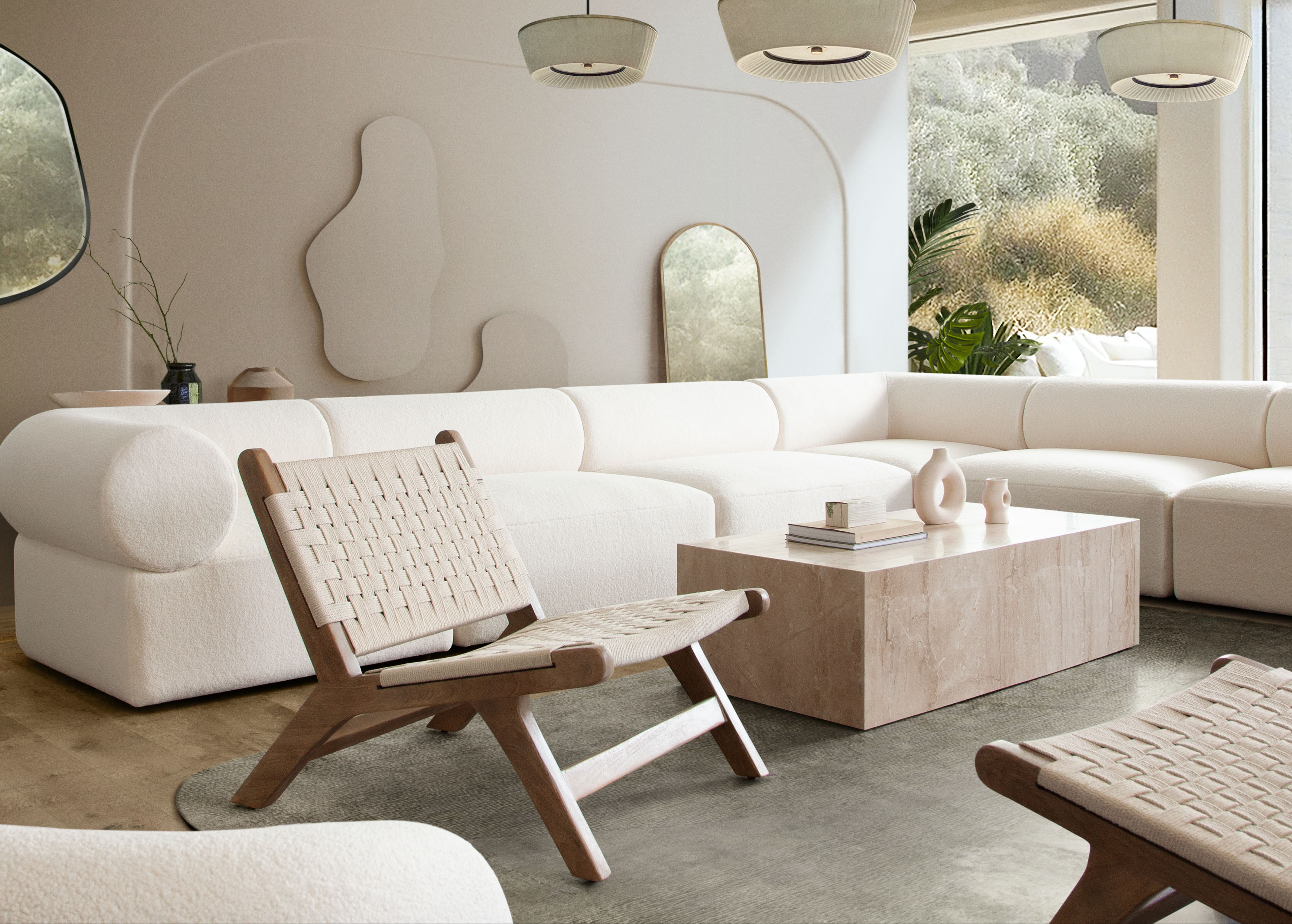 Laurel Wood Accent Chair in Caramel/Walnut Finish w/ Woven Natural Rope Seat & Back by Diamond Sofa - styled in a staged room by Center Stage Home Design