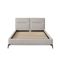 Leandro Low Profile Queen Bed in Clarkson Sand Fabric w/ Black Metal Leg by Diamond Sofa