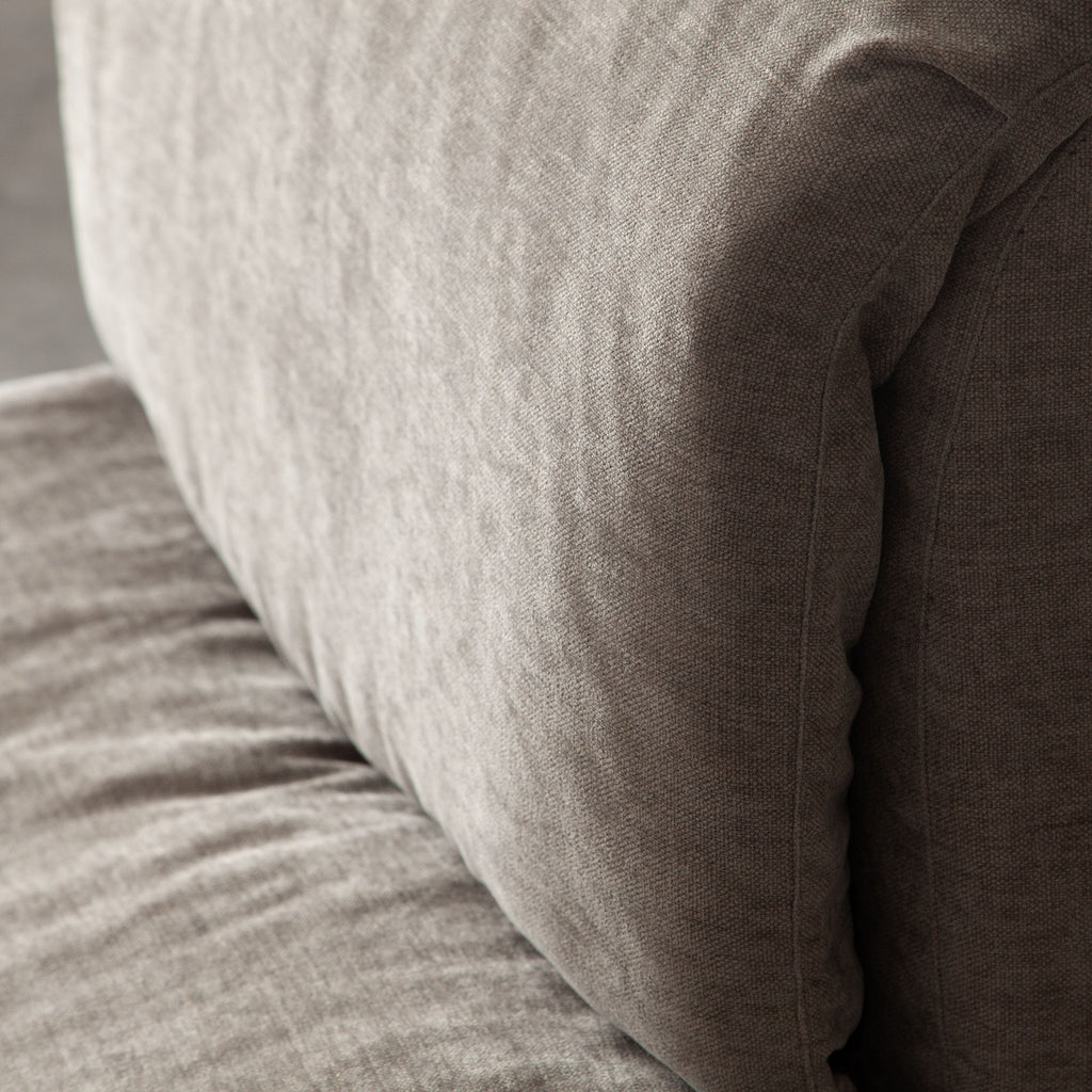 Leigh Armless Chair in Dove Nature Polyester Fabric by Diamond Sofa - styled in a staged room by Center Stage Home Design
