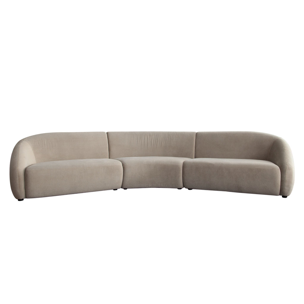 Lena 3PC Sectional in Fawn Faux Alpaca Fabric by Diamond Sofa