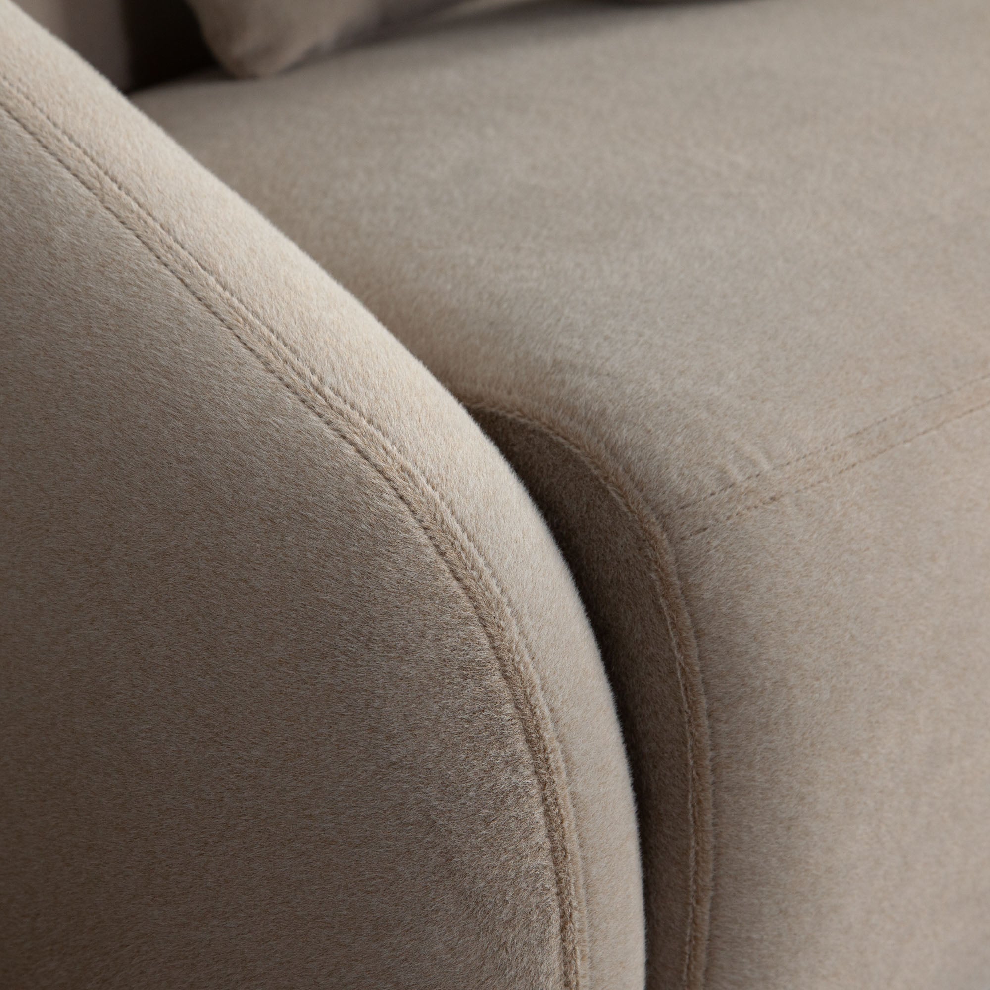 Lena 3PC Sectional in Fawn Faux Alpaca Fabric by Diamond Sofa - styled in a staged room by Center Stage Home Design