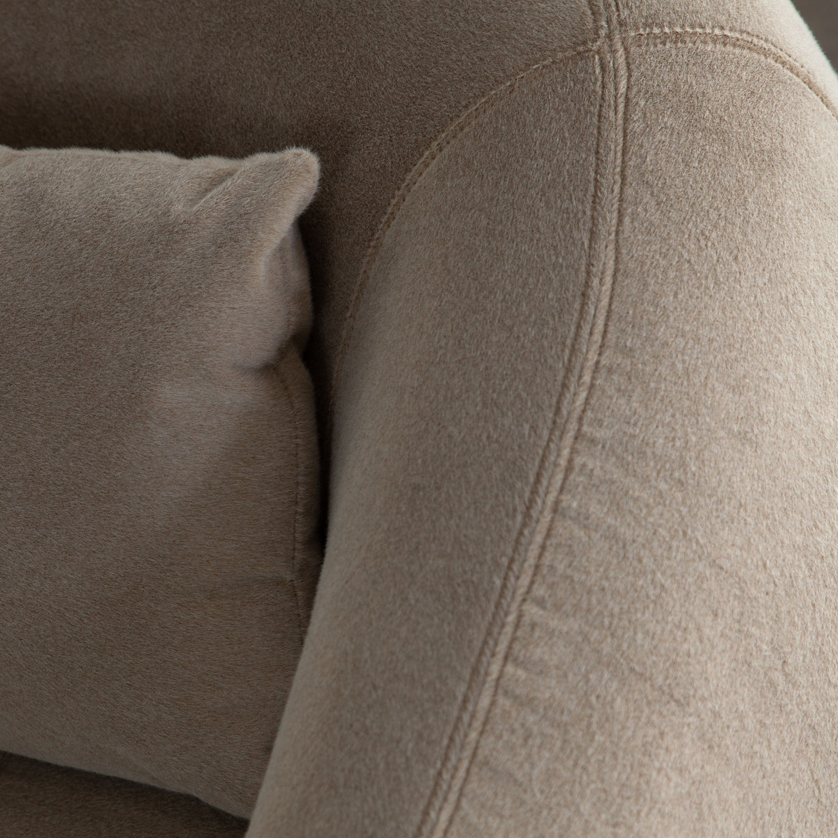 Lena Swivel Accent Chair in Fawn Faux Alpaca Fabric by Diamond Sofa - styled in a staged room by Center Stage Home Design