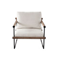 Liam Accent Chair in Cream Fabric w/ Metal Frame & Wood Arm by Diamond Sofa