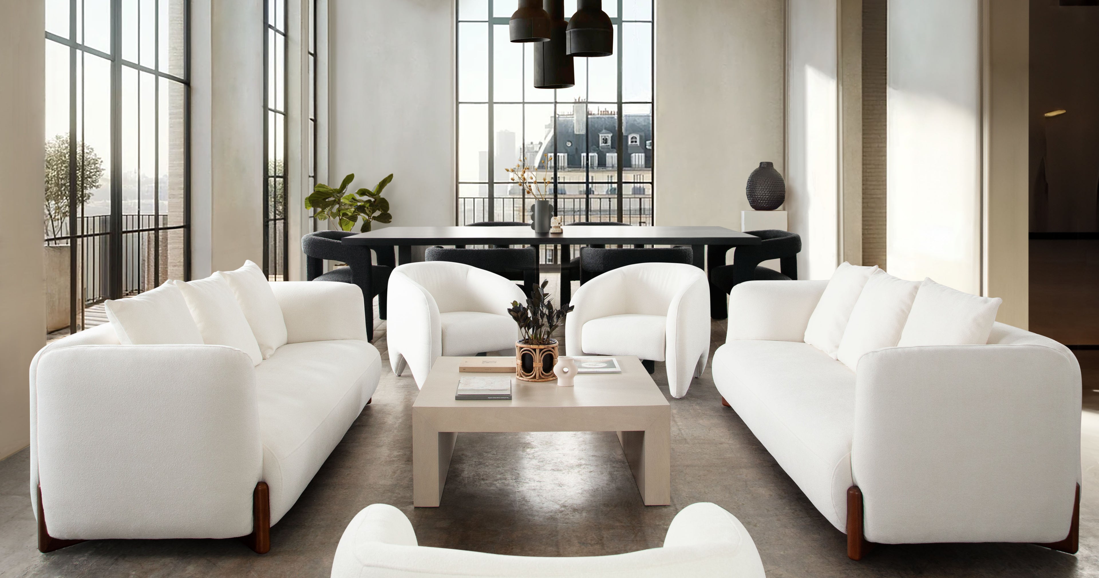 Link Accent Chair in Elite Ivory Fabric by Diamond Sofa - styled in a staged room by Center Stage Home Design