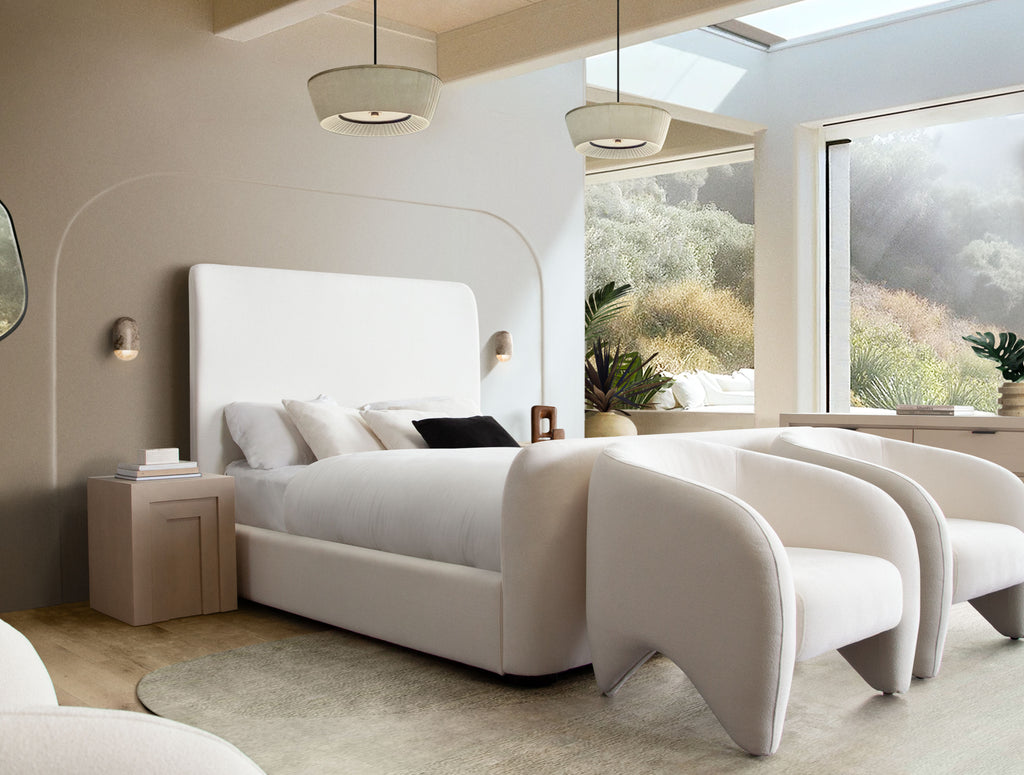 Link Accent Chair in Elite Ivory Fabric by Diamond Sofa - styled in a staged room by Center Stage Home Design