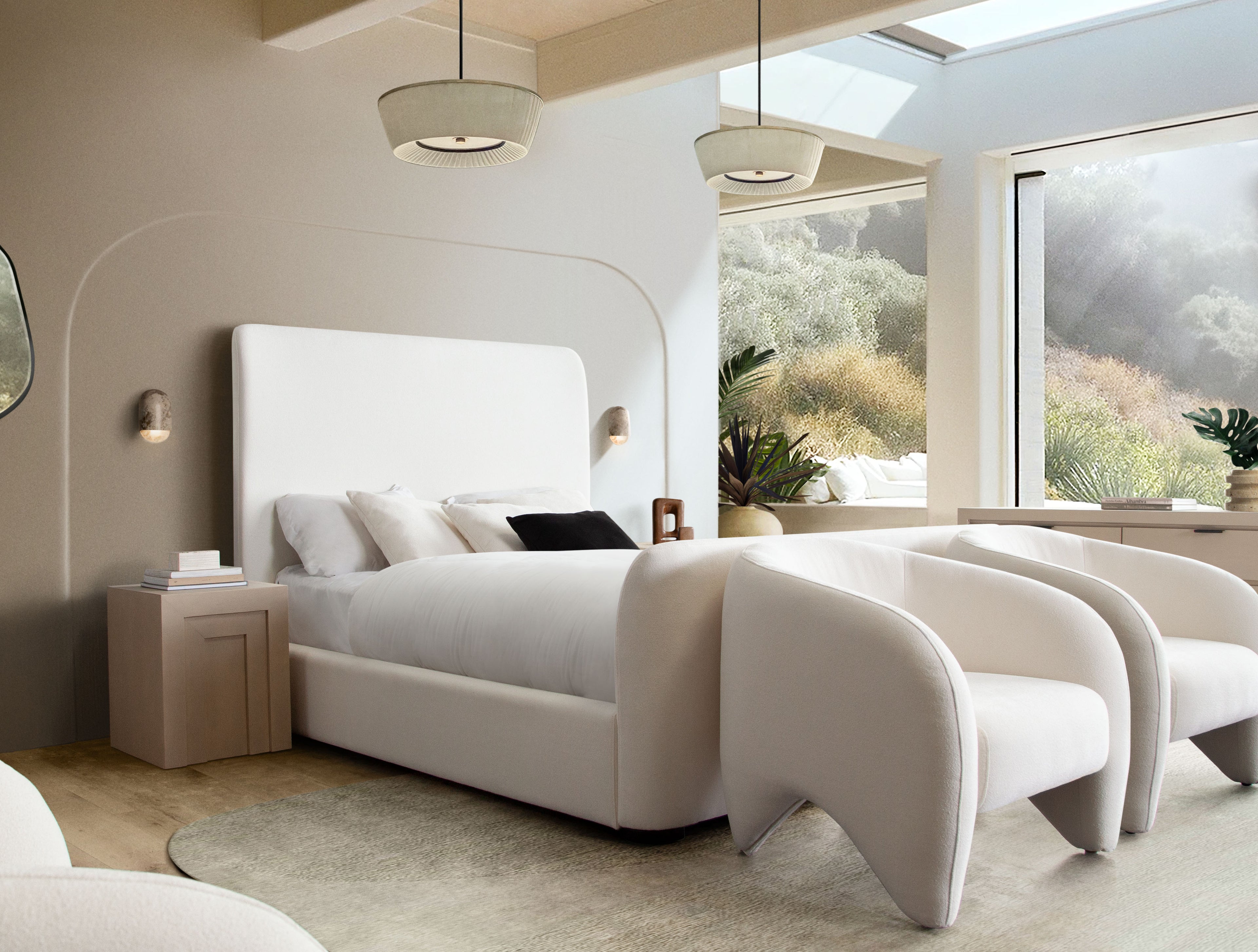 Link Accent Chair in Elite Ivory Fabric by Diamond Sofa - styled in a staged room by Center Stage Home Design