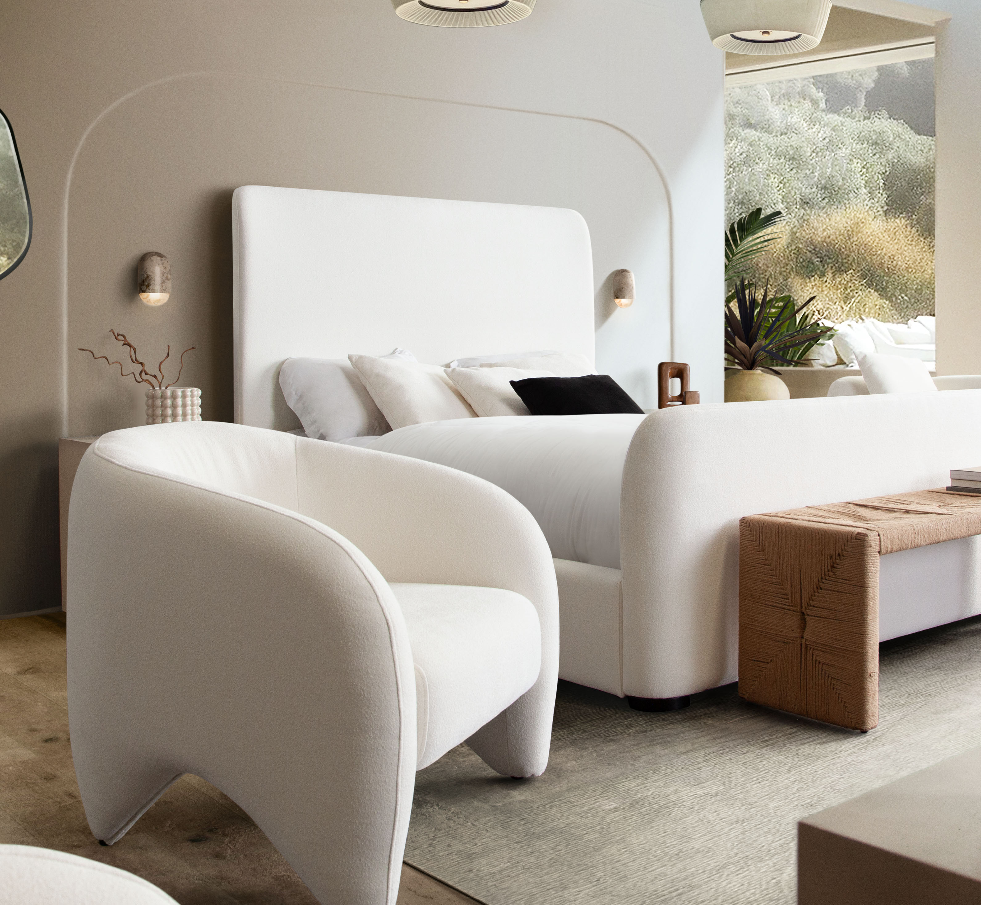 Link Accent Chair in Elite Ivory Fabric by Diamond Sofa - styled in a staged room by Center Stage Home Design