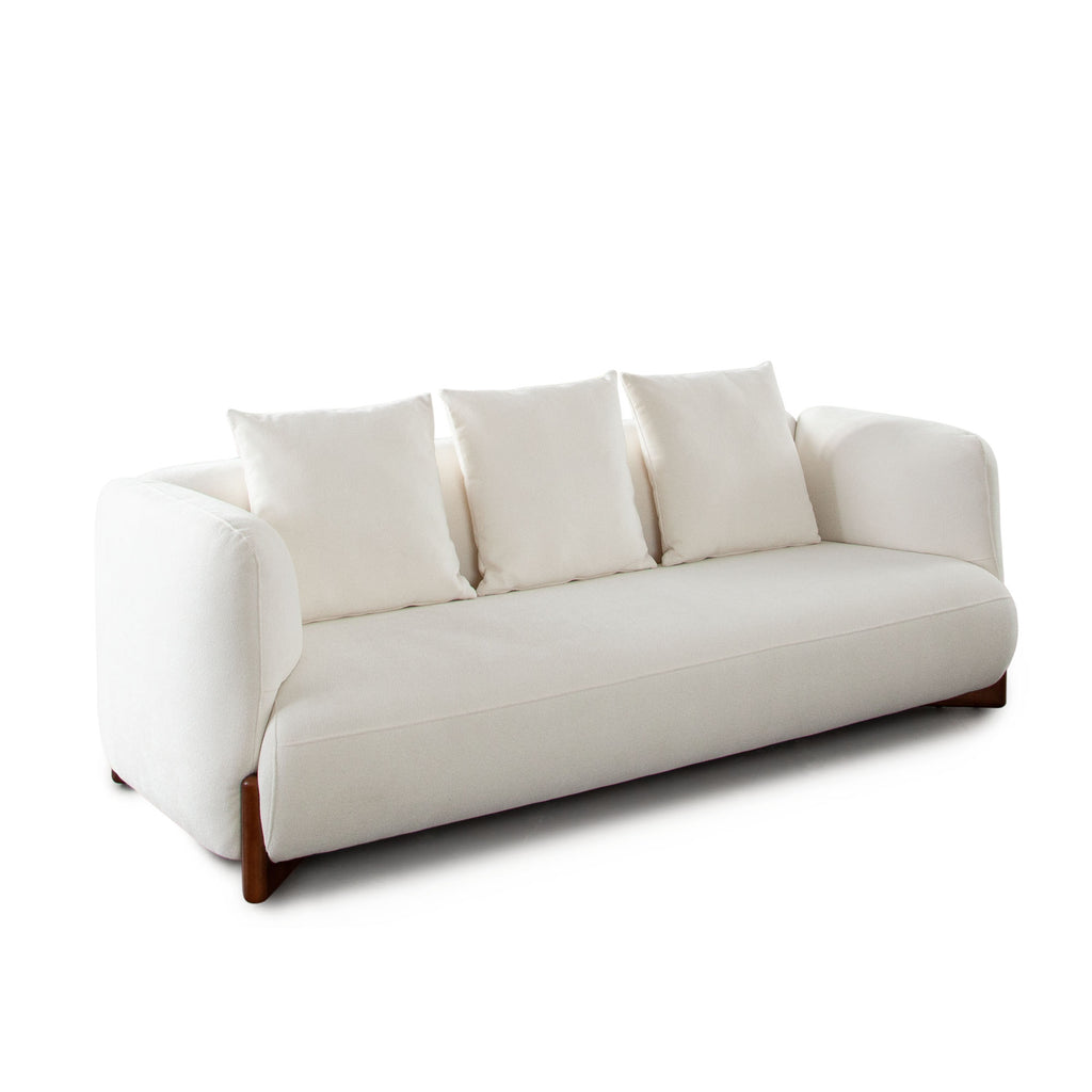 Link Sofa in Elite Ivory Fabric w/ Wood Leg by Diamond Sofa