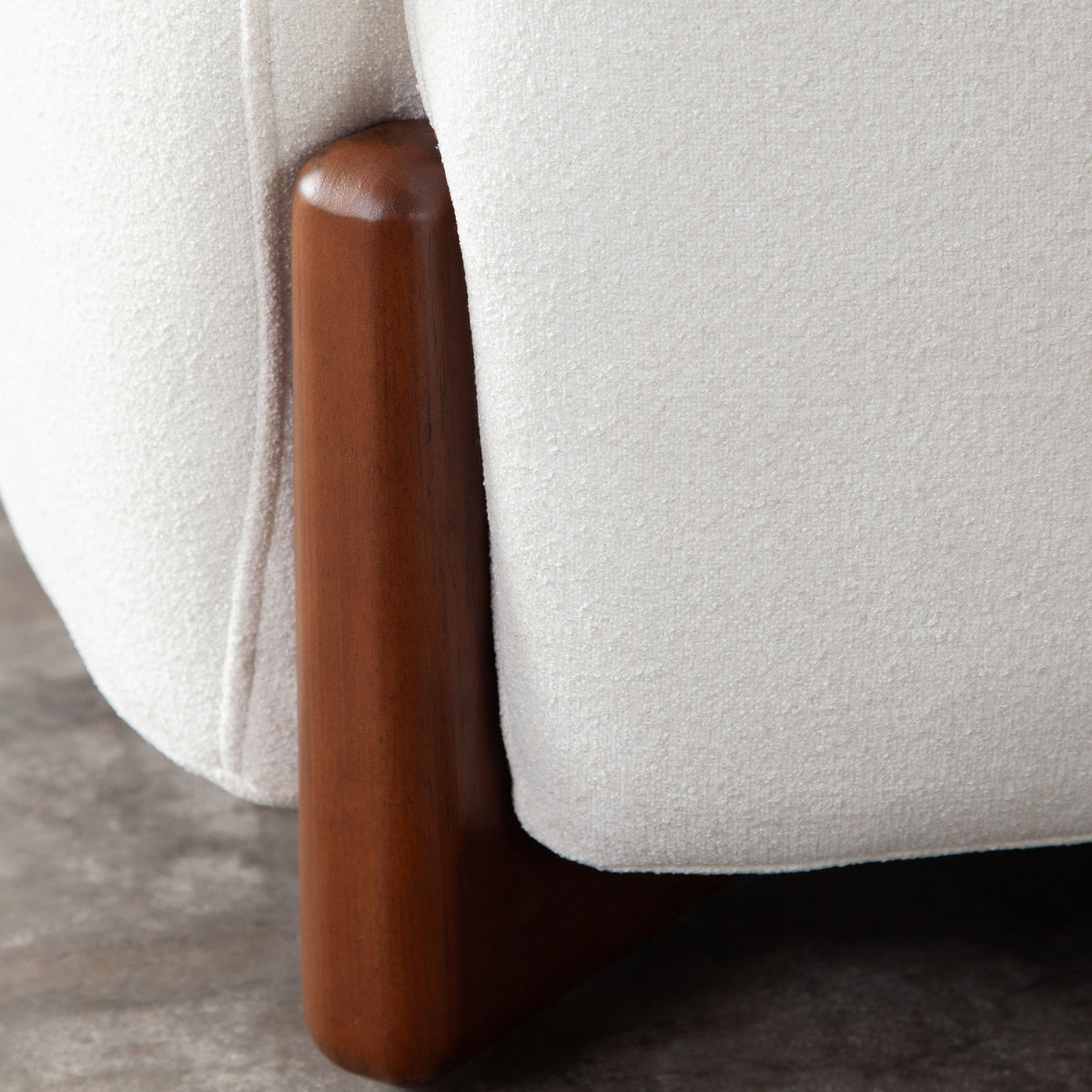 Link Sofa in Elite Ivory Fabric w/ Wood Leg by Diamond Sofa - styled in a staged room by Center Stage Home Design