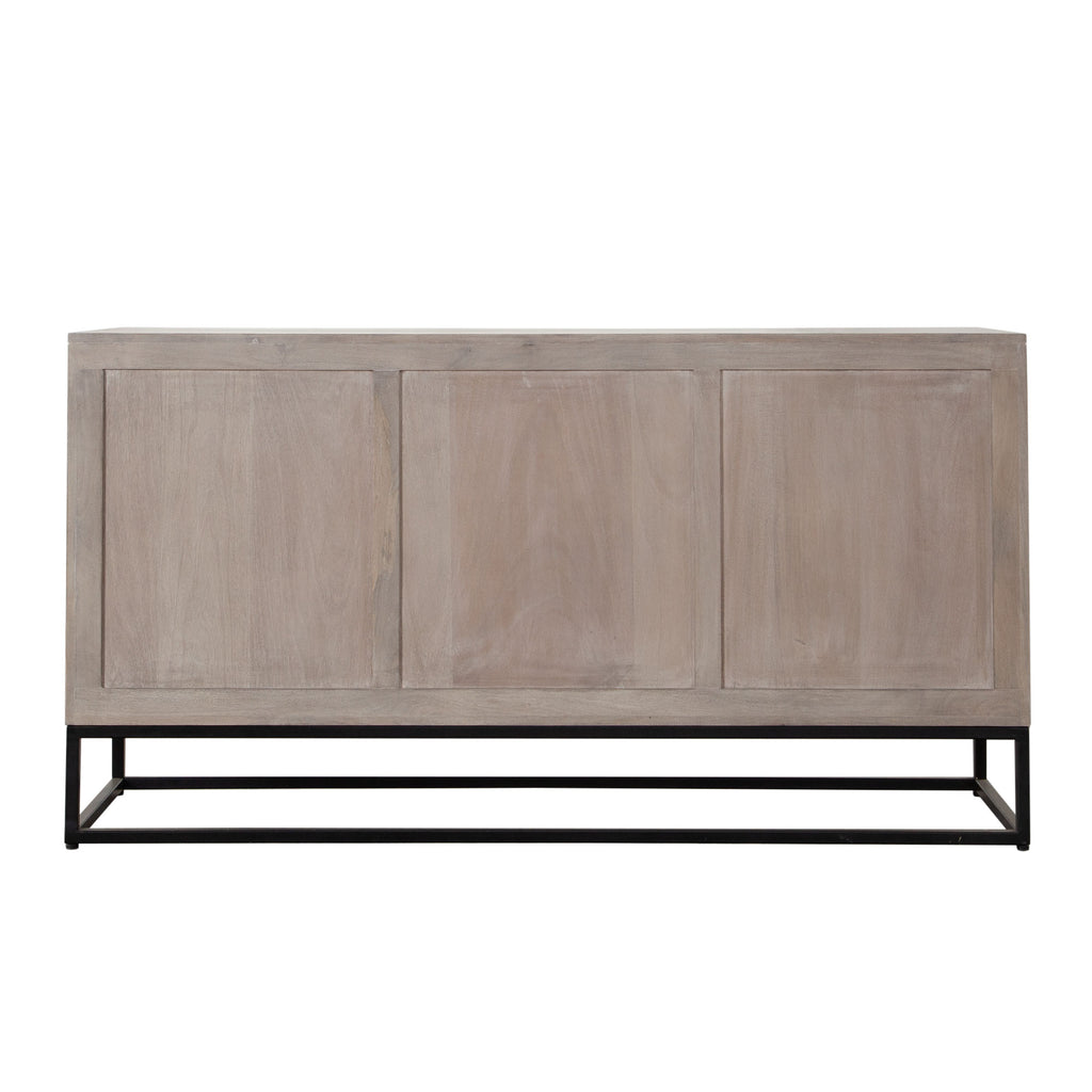 Madera 3-Drawer/2-Door Solid Wood Dresser in Ash Finish w/ Black Metal Finished Legs by Diamond Sofa