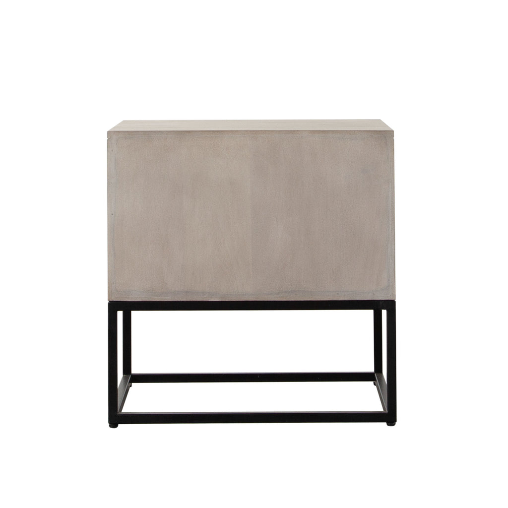 Madera 2-Drawer Solid Wood Accent Table in Ash Finish w/ Black Metal Finished Legs by Diamond Sofa