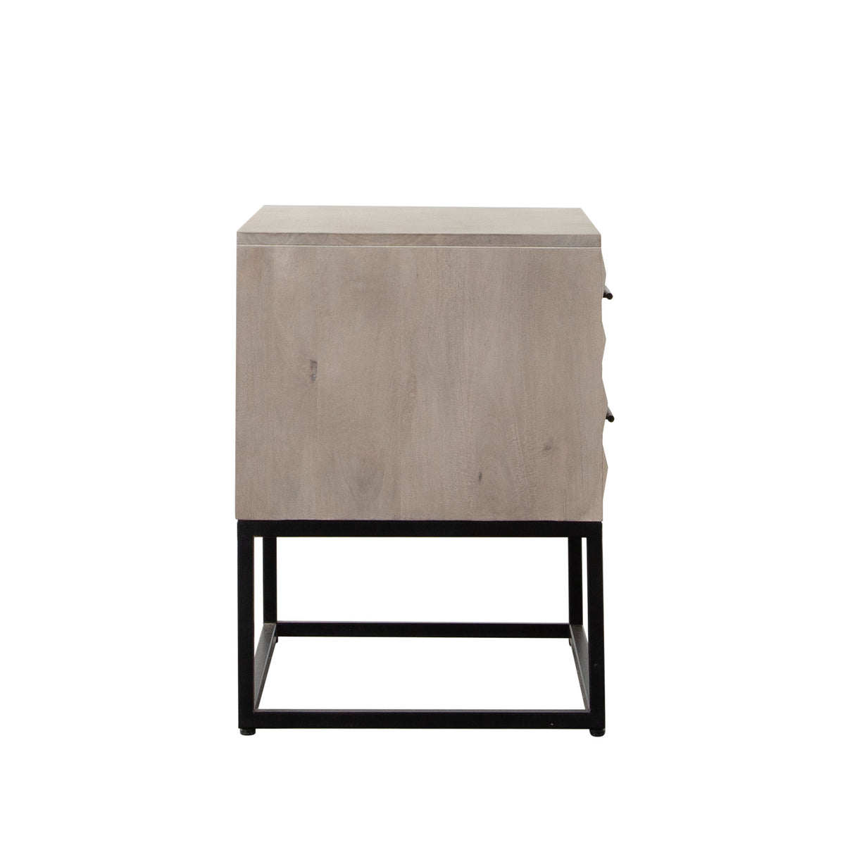 Madera 2-Drawer Solid Wood Accent Table in Ash Finish w/ Black Metal Finished Legs by Diamond Sofa