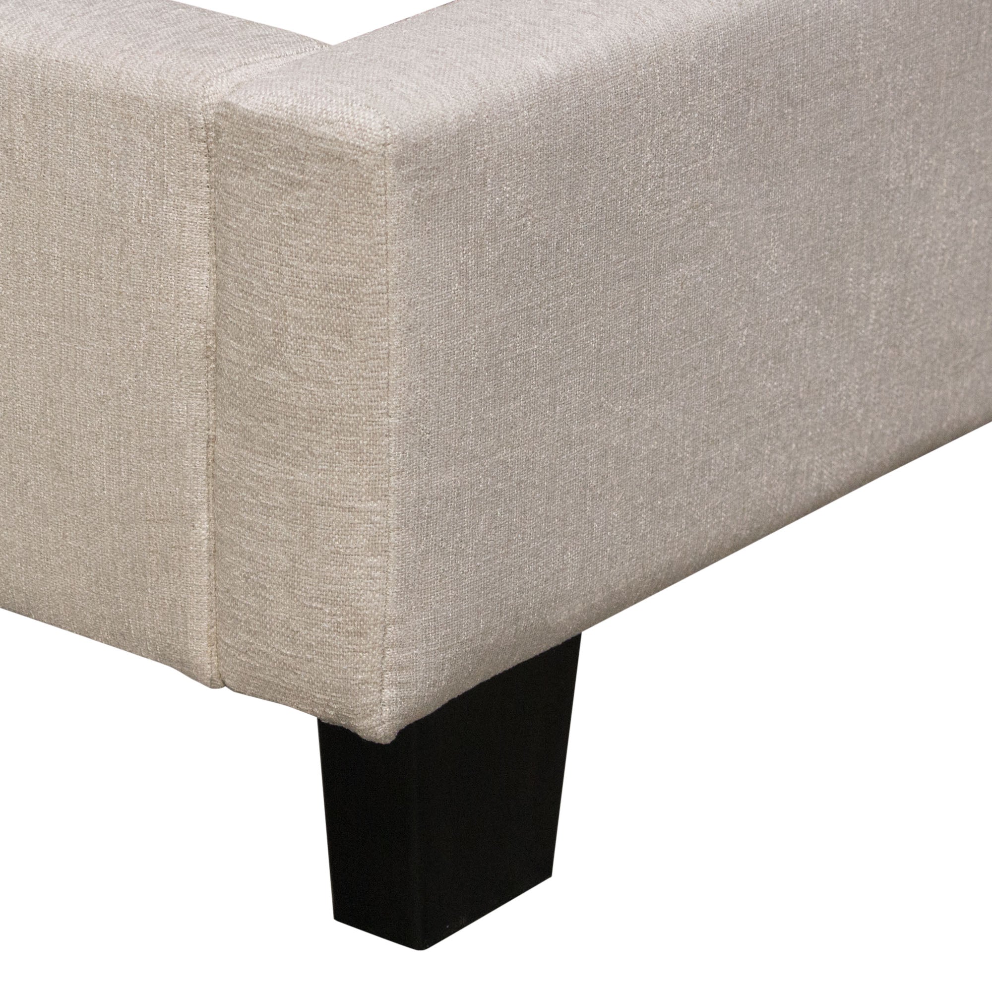 Madison Ave Tufted Wing Queen Bed in Sand Button Tufted Fabric by Diamond Sofa - styled in a staged room by Center Stage Home Design