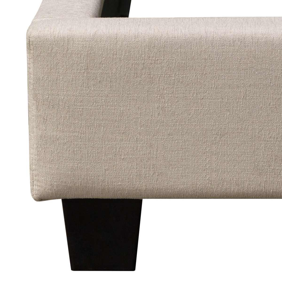 Madison Ave Tufted Wing Queen Bed in Sand Button Tufted Fabric by Diamond Sofa - styled in a staged room by Center Stage Home Design