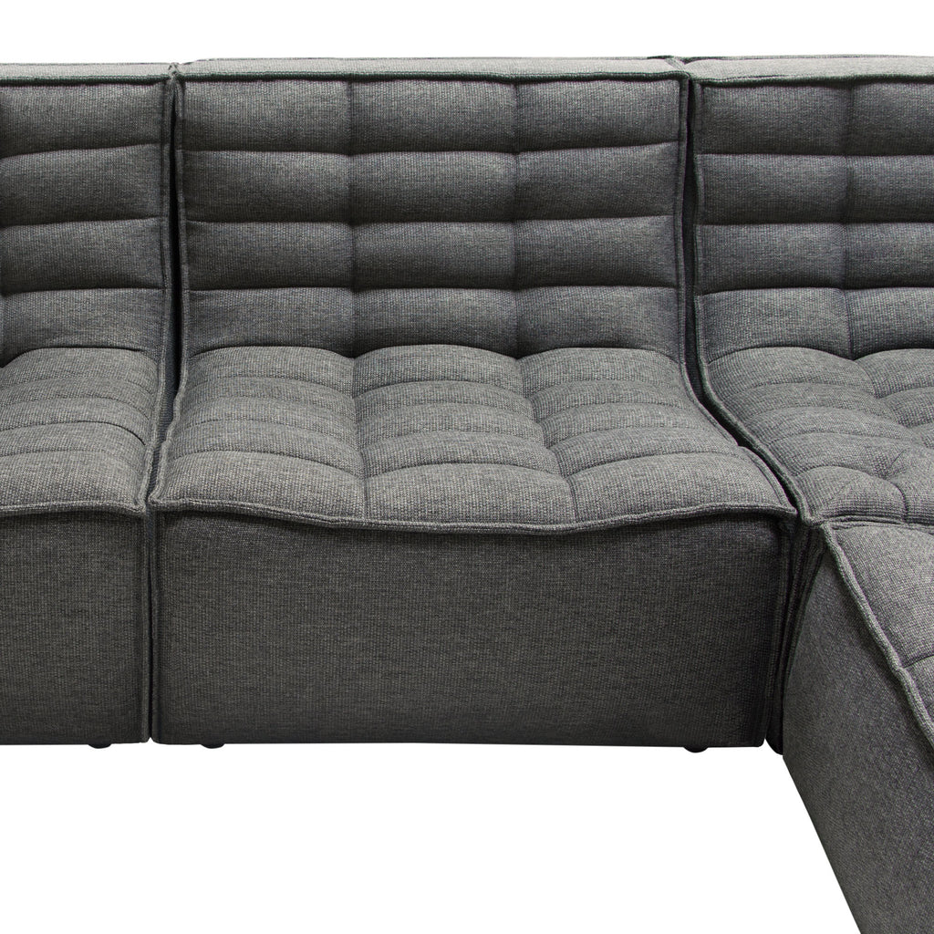 Marshall 5PC Corner Modular Sectional w/ Scooped Seat in Grey Fabric by Diamond Sofa - styled in a staged room by Center Stage Home Design