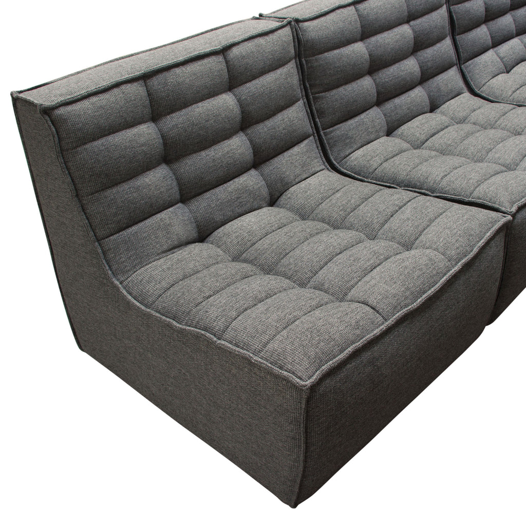Marshall 5PC Corner Modular Sectional w/ Scooped Seat in Grey Fabric by Diamond Sofa - styled in a staged room by Center Stage Home Design