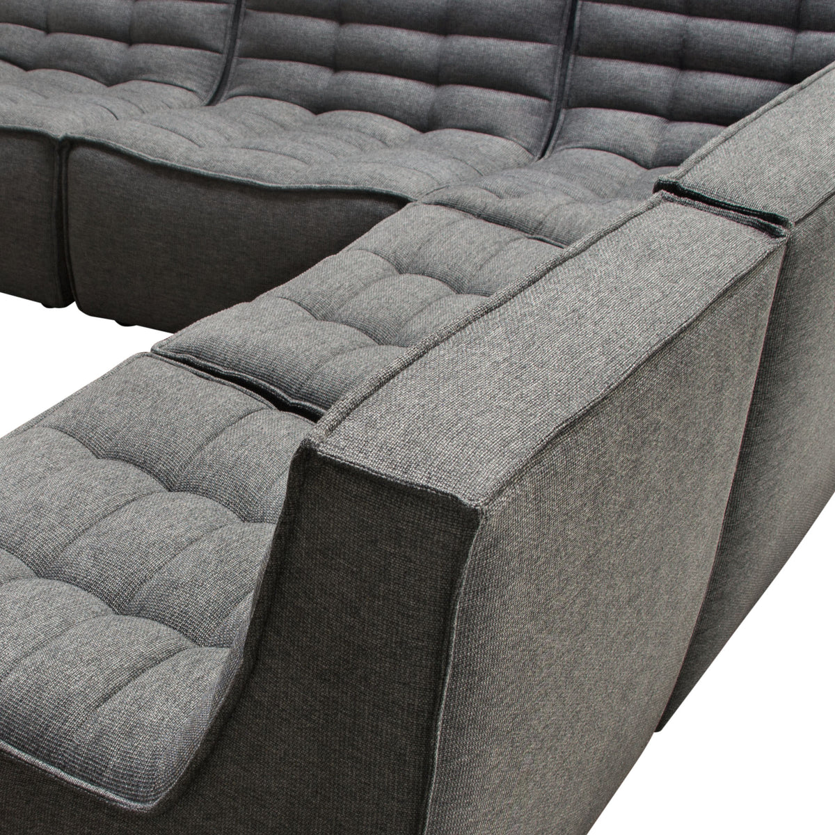 Marshall 5PC Corner Modular Sectional w/ Scooped Seat in Grey Fabric by Diamond Sofa - styled in a staged room by Center Stage Home Design