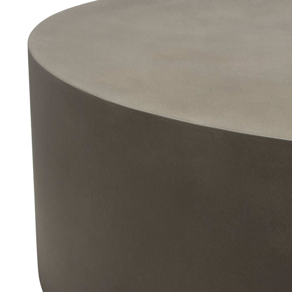 Montage Round Natural Cement Grey Cocktail Table by Diamond Sofa - styled in a staged room by Center Stage Home Design