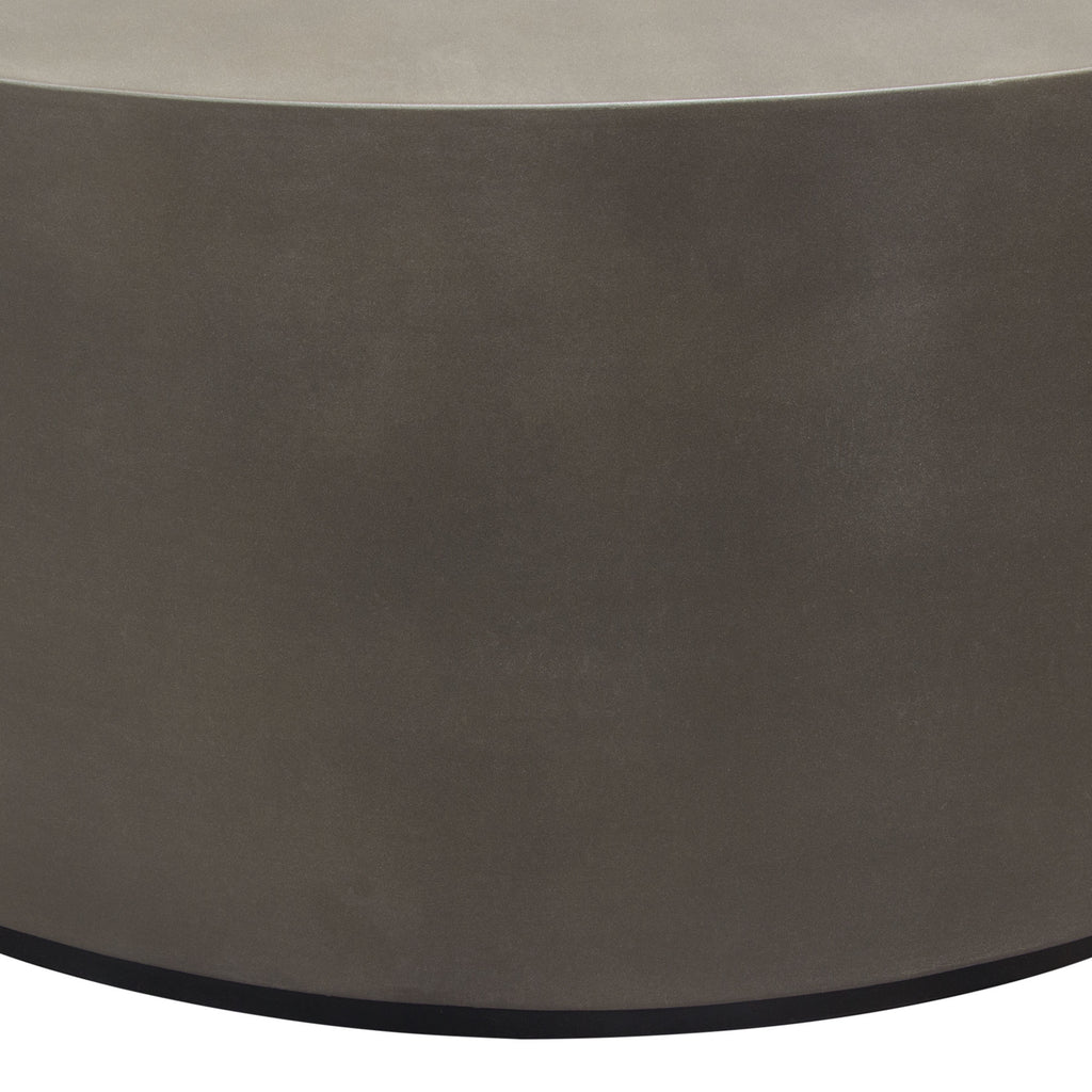 Montage Round Natural Cement Grey Cocktail Table by Diamond Sofa - styled in a staged room by Center Stage Home Design