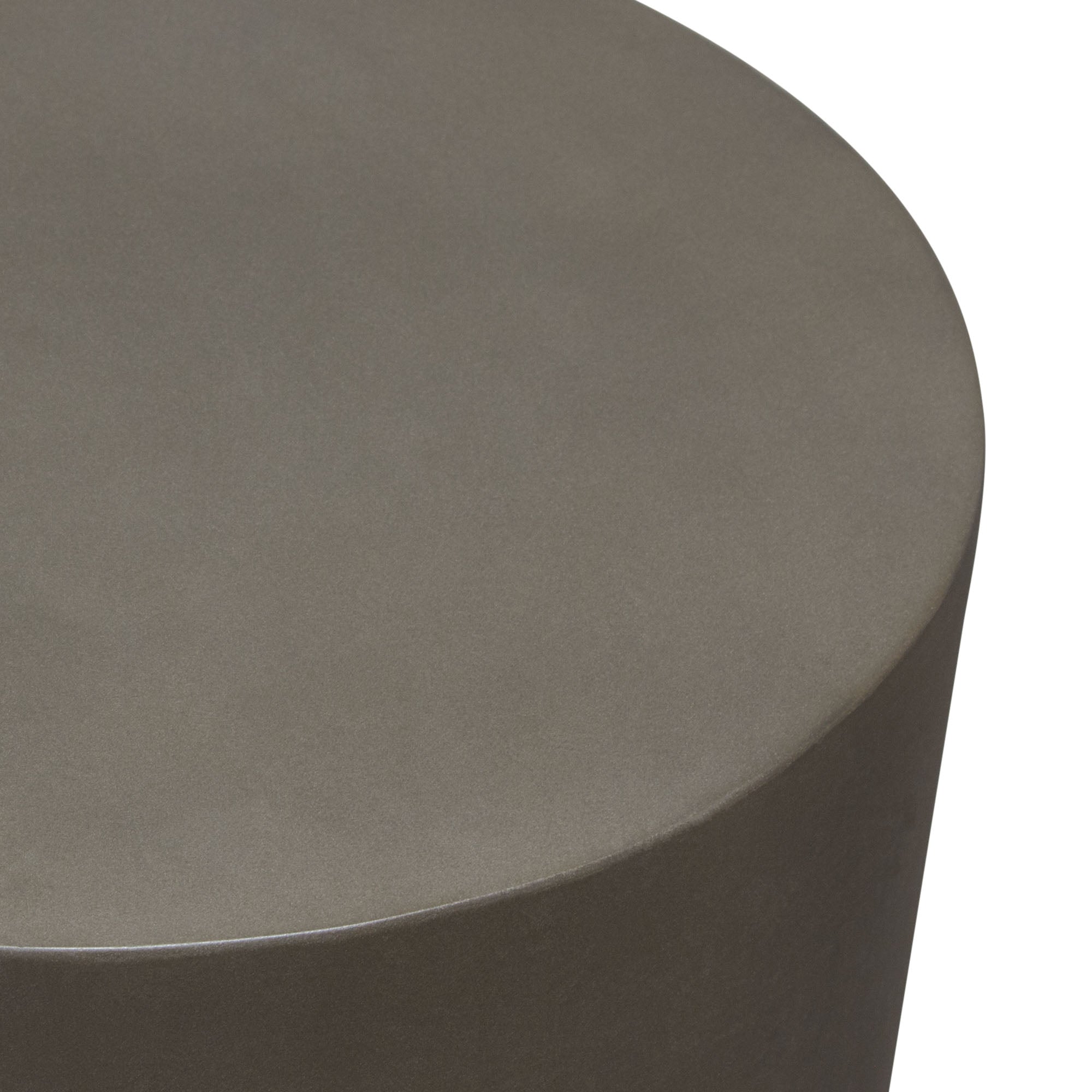 Montage Round Natural Cement Grey End Table by Diamond Sofa - styled in a staged room by Center Stage Home Design