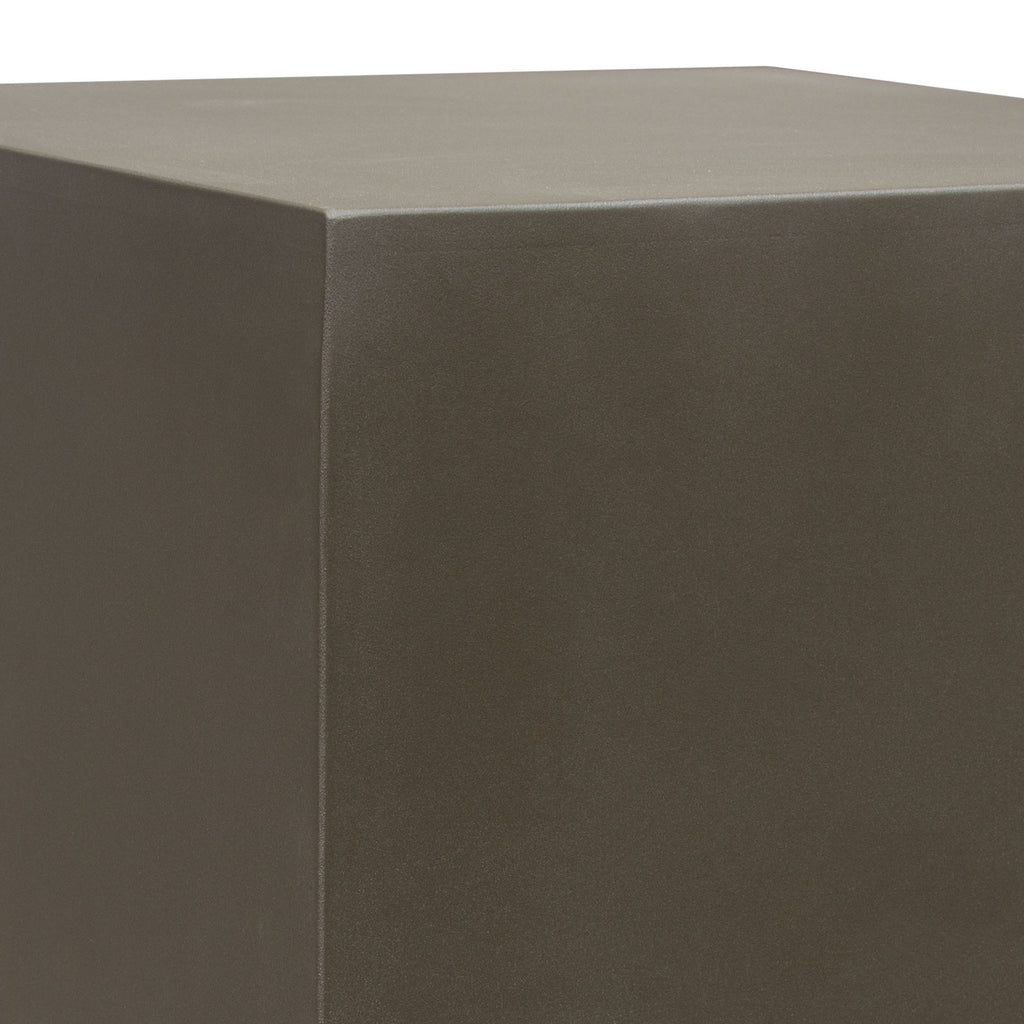 Montage Square Natural Cement Grey End Table by Diamond Sofa - styled in a staged room by Center Stage Home Design