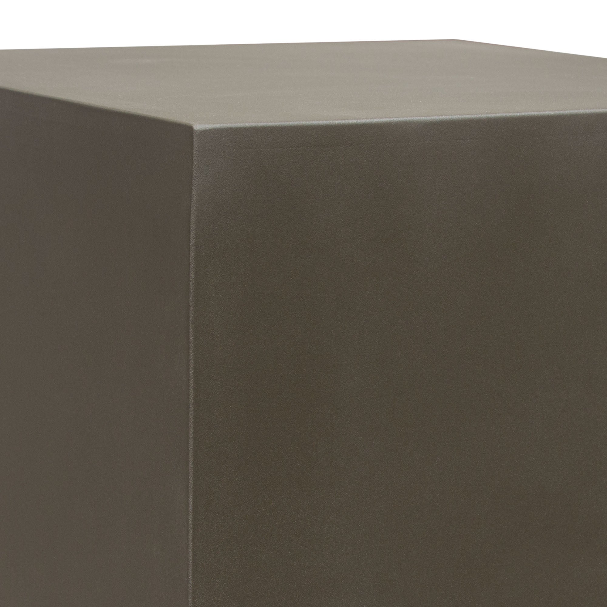 Montage Square Natural Cement Grey End Table by Diamond Sofa - styled in a staged room by Center Stage Home Design