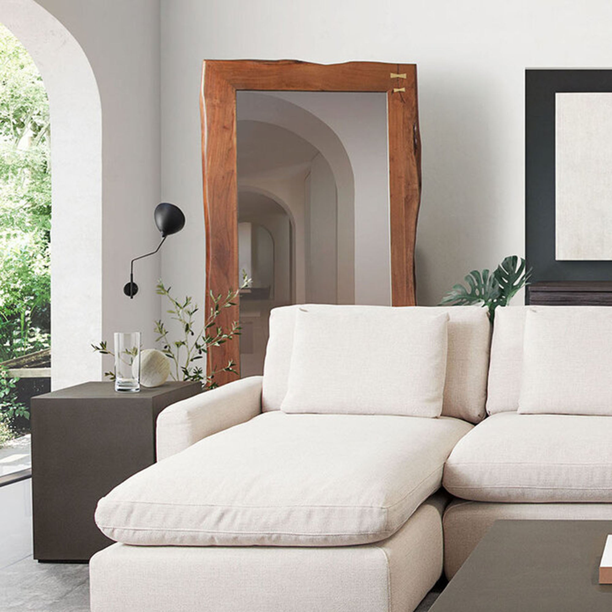 Montage Square Natural Cement Grey End Table by Diamond Sofa - styled in a staged room by Center Stage Home Design