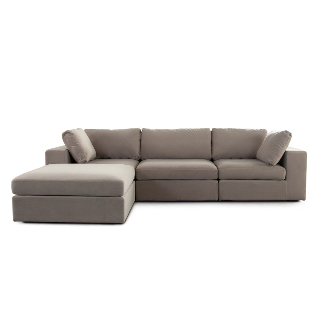 Muse 4PC Modular Reversible Chaise Sectional in Winter Mink Performance Velvet by Diamond Sofa