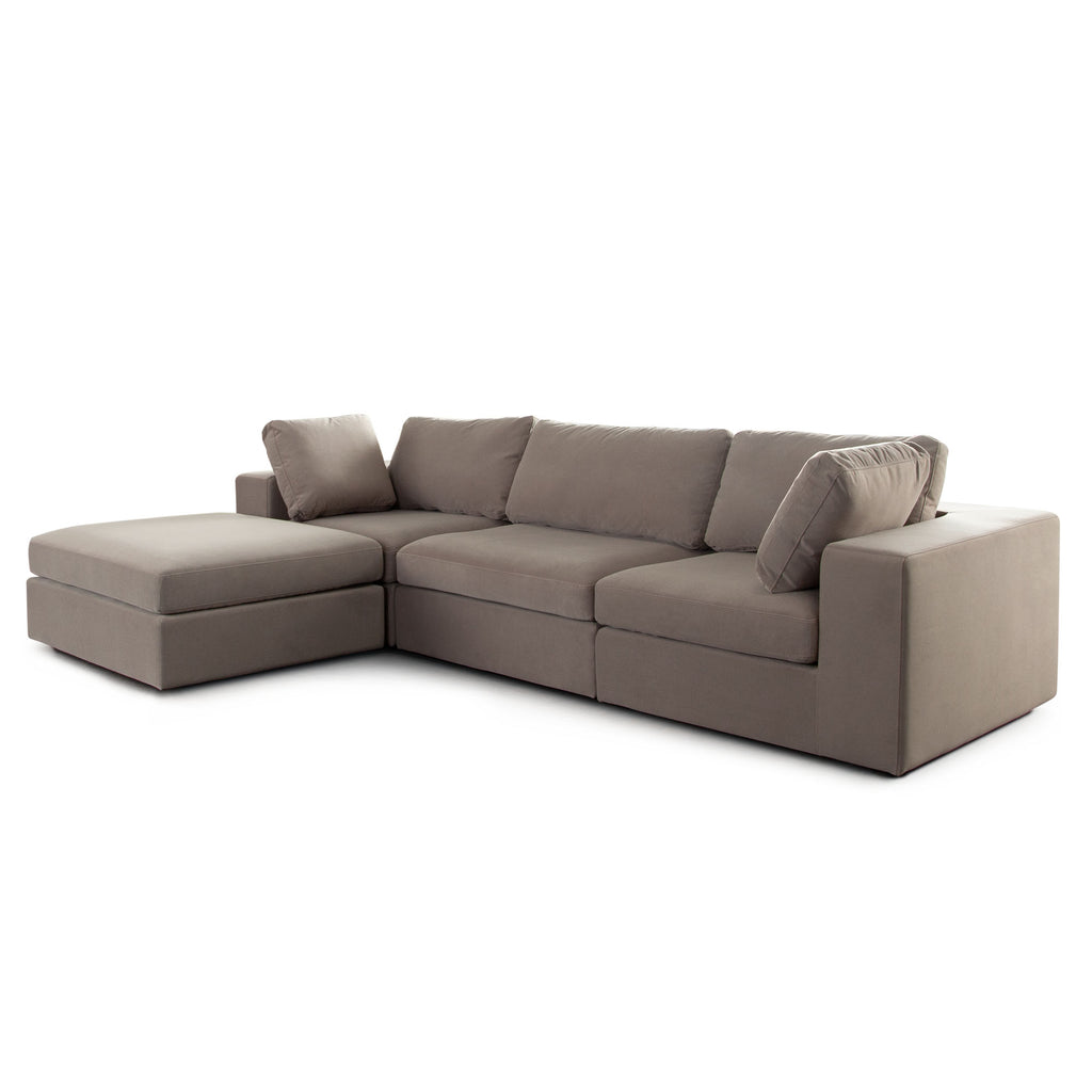 Muse 4PC Modular Reversible Chaise Sectional in Winter Mink Performance Velvet by Diamond Sofa