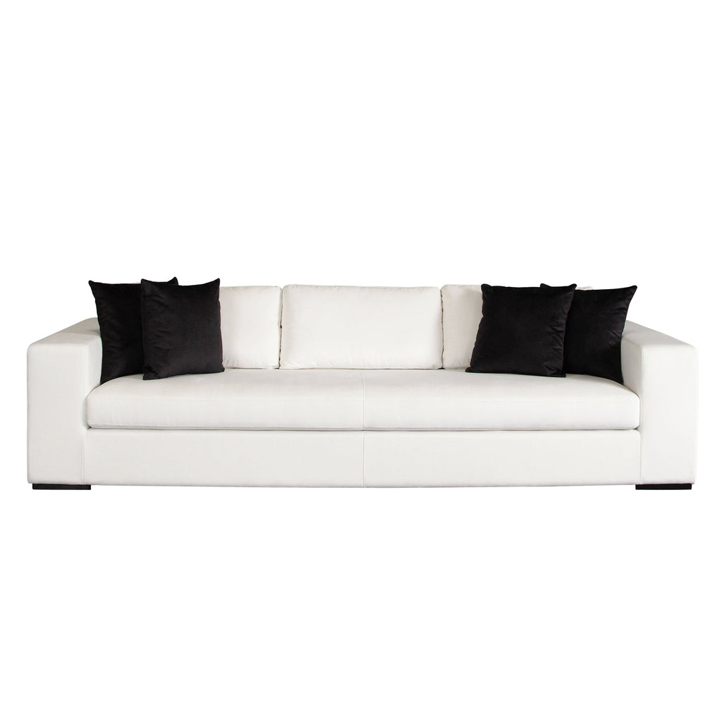 Muse Sofa in Mist White Performance Fabric w/ (4) Black Accent Pillows by Diamond Sofa