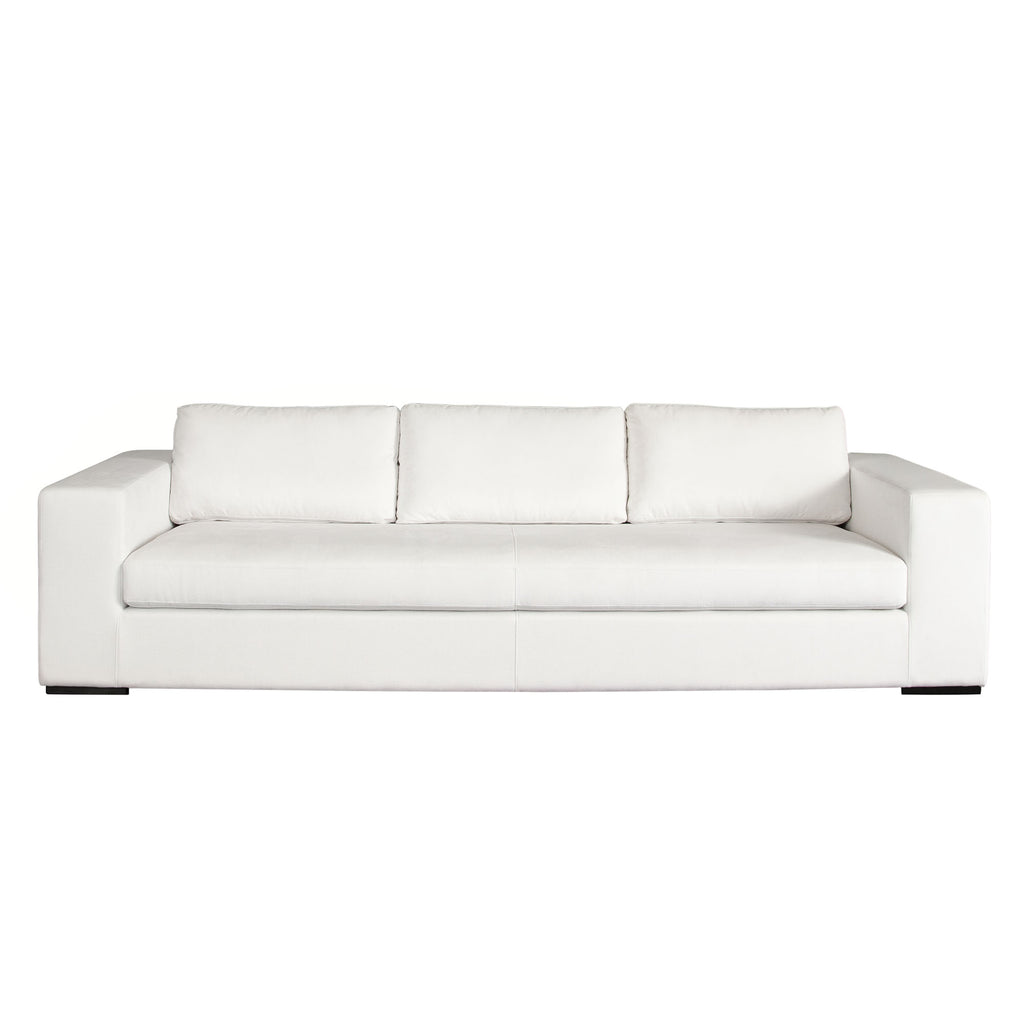 Muse Sofa in Mist White Performance Fabric w/ (4) Black Accent Pillows by Diamond Sofa