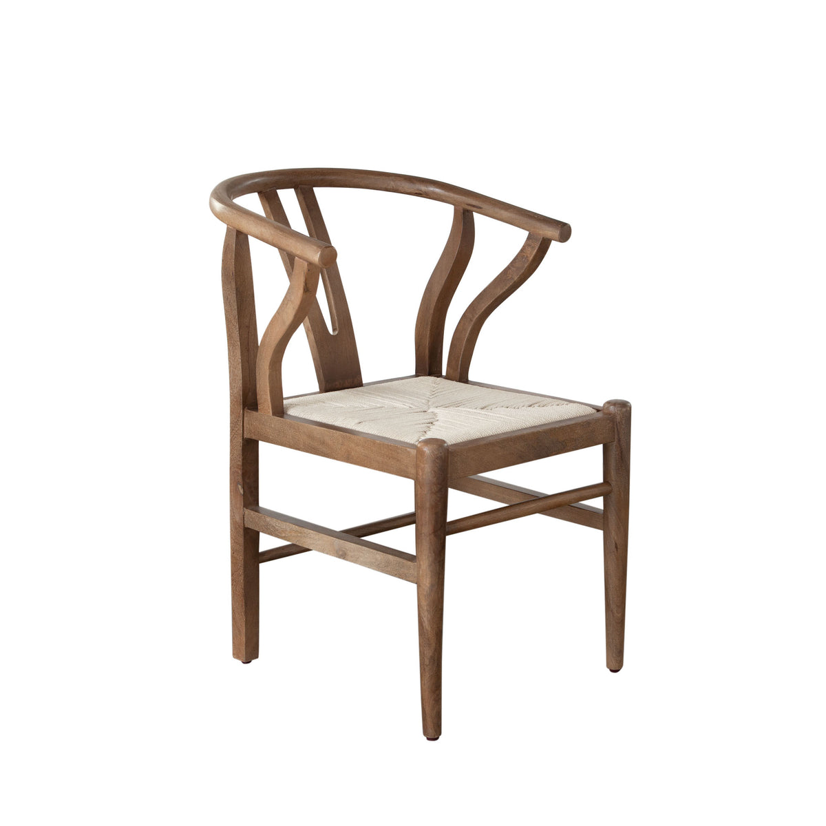 Nara Wishbone Wood Dining Chair in Walnut Finish w/ Woven Natural Rope Seat by Diamond Sofa