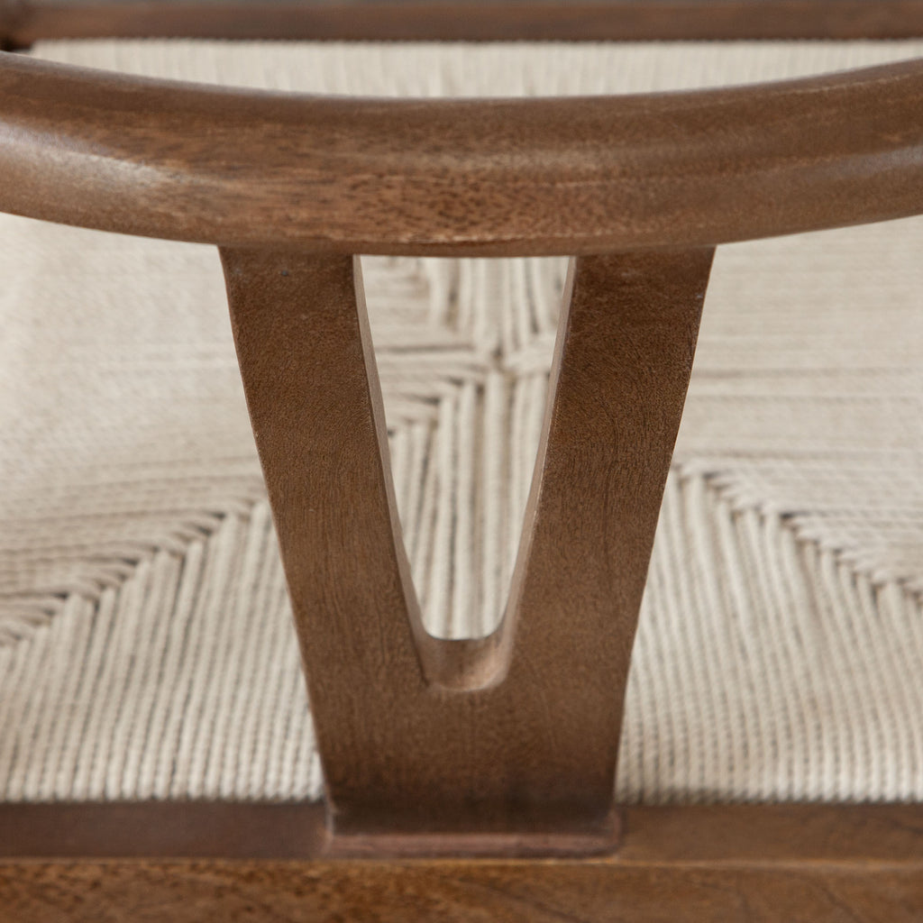 Nara Wishbone Wood Dining Chair in Walnut Finish w/ Woven Natural Rope Seat by Diamond Sofa - styled in a staged room by Center Stage Home Design