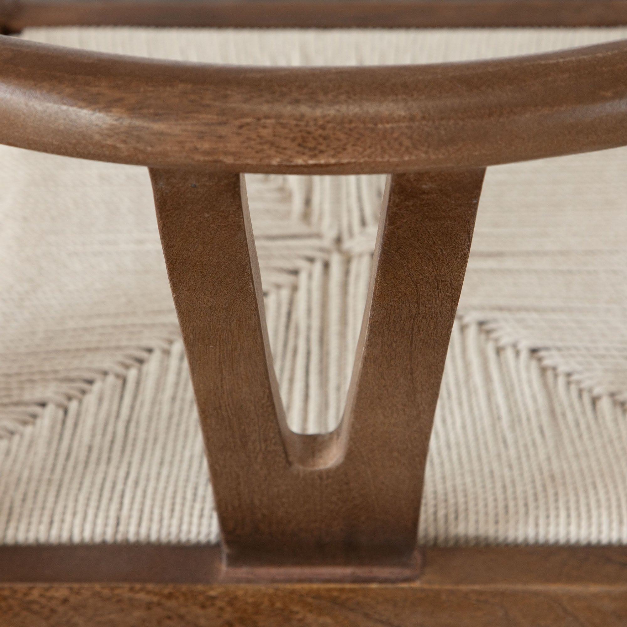 Nara Wishbone Wood Dining Chair in Walnut Finish w/ Woven Natural Rope Seat by Diamond Sofa - styled in a staged room by Center Stage Home Design