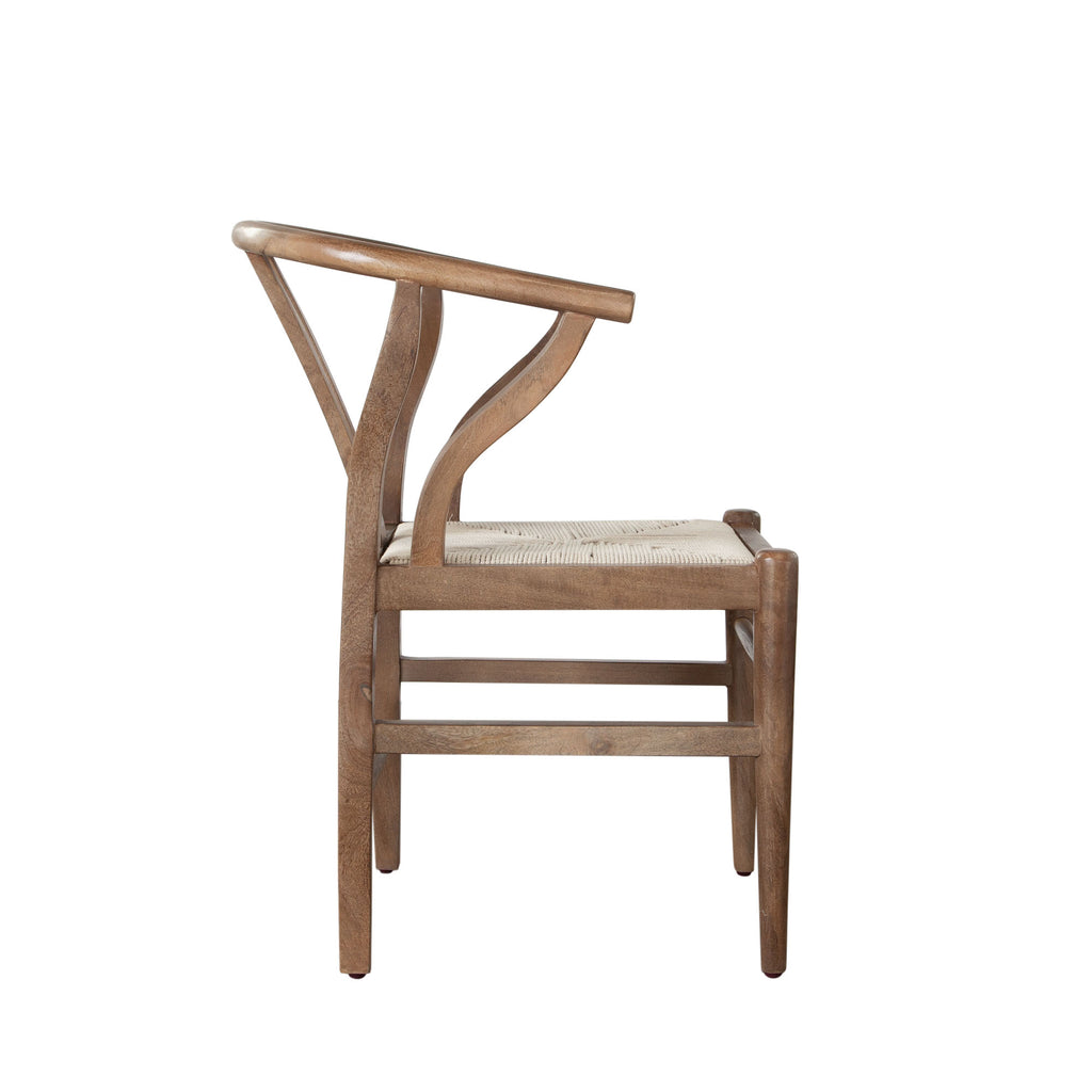 Nara Wishbone Wood Dining Chair in Walnut Finish w/ Woven Natural Rope Seat by Diamond Sofa