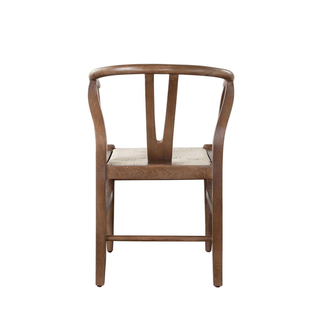 Nara Wishbone Wood Dining Chair in Walnut Finish w/ Woven Natural Rope Seat by Diamond Sofa