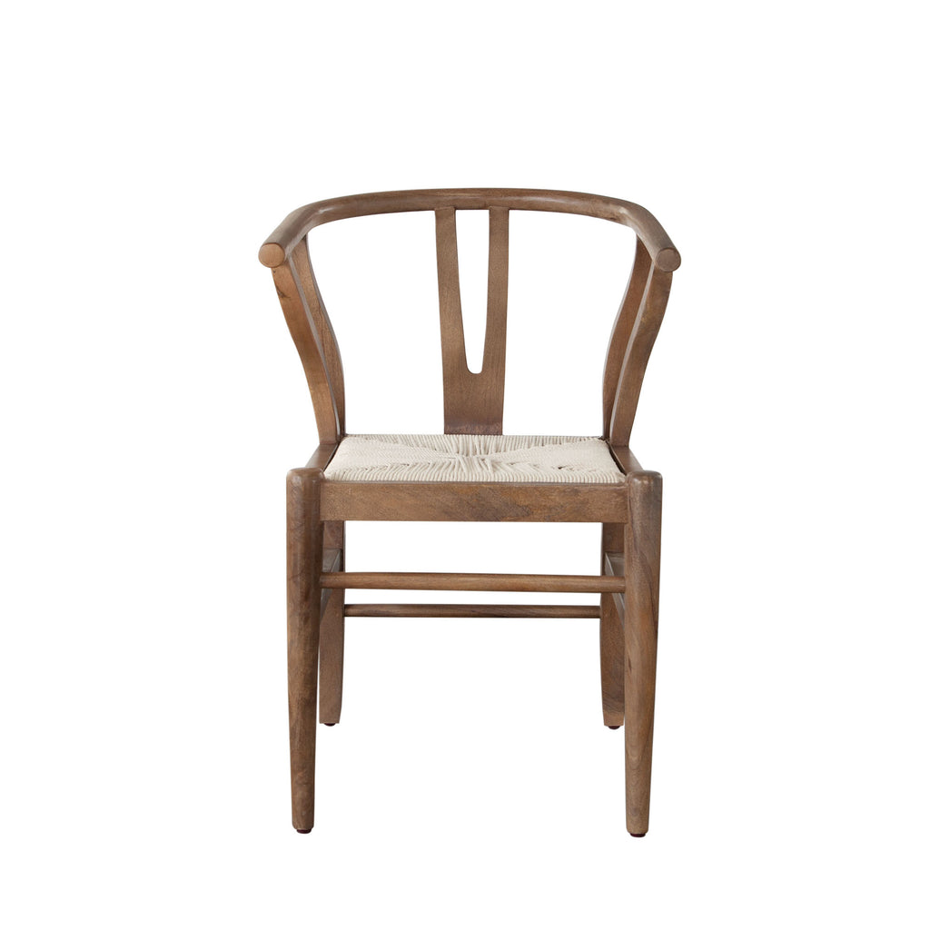 Nara Wishbone Wood Dining Chair in Walnut Finish w/ Woven Natural Rope Seat by Diamond Sofa