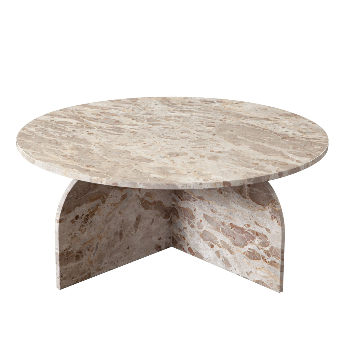 Nebula Round Cocktail Table in Genuine Marble Panther Beige finish by Diamond Sofa
